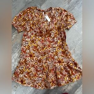 NWT Pilcro Anthropologie Patterned Linen Blend Fall Dress